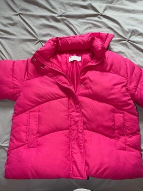 ASOS Hooded Puffer Jacket - Hot Pink